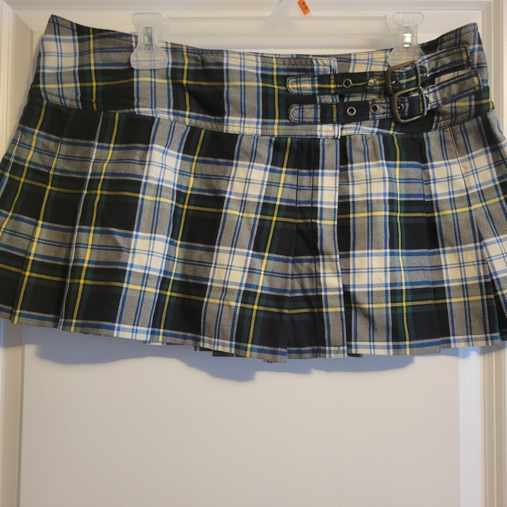 Denim & Supply Ralph Lauren Green Blue Pleated Skater Skirt